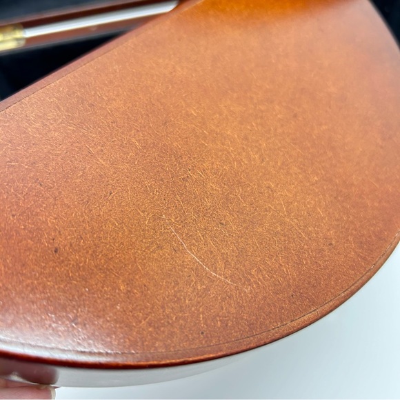 Vintage Bombay CompanyJewelry Box Half Circle Wooden Brown With Tray Key - Picture 7 of 16